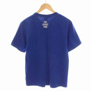 STUSSY Tシャツ カットソー ロゴ プリント 半袖 コットン M 青 ブルー