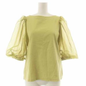 20SS シアースリーブコンビカットソー ブラウス シャツ 五分袖 切替 レース 36 S ライトグリーン CWCT201100