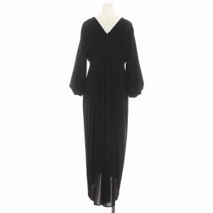 CELFORD 18AW シャーリングカットワンピース フレア ロング Vネック 長袖 F ブラック