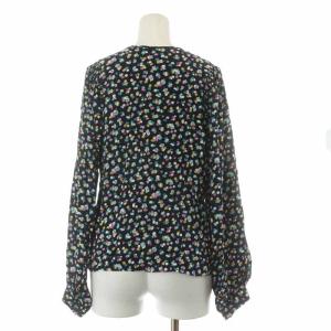 Shinzone ブラウス シャツ 長袖 花柄 34 XS 紺 ネイビー