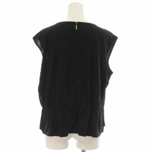 Leilian カットソー Tシャツ ギャザー プルオーバーノースリーブ13 XL 黒 ブラック