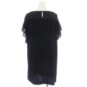 Leilian チュニック カットソー フレンチスリーブ フレア ビジュー 11 L 黒 ブラック