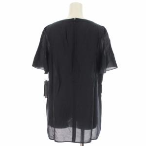 Leilian チュニック ブラウス シャツ カットワーク刺繍 レース 花柄 シアー 半袖 11 L 紺 ネイビー