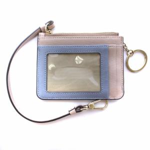 FURLA バビロン カードケース パスケース キーケース コインケース ストラップ レザー 水色 ベージュ