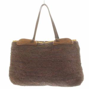 JAMIN PUECH トートバッグ 蝶柄 木 茶 ブラウン