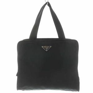 ハンドバッグ トートバッグ ナイロン 三角ロゴ ロゴプレート 黒 ブラック