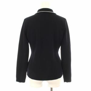 René ベーシック 20年製 ポロシャツ カットソー ニット ロゴワッペン 花釦 長袖 34 ブラック