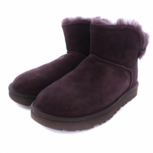 UGG australia クラシック ブリング ミニ ムートンブーツ ボア スエード UK5 ワインレッド