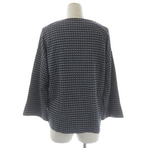 EMPORIO ARMANI ニット セーター カットソー 長袖 プルオーバー チェック ウール カシミヤ混 40 L 紺 ネイビー グレー 6H2M8D