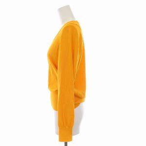 ESTNATION 22SS シルクコットンUネックニット カットソー 長袖 薄手 F オレンジ