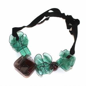 ネックレス ペンダント アクリル 変形 プラスチック ボリューム ブラック グリーン