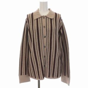 ブークレストライプ シャツカーディガン ニット 長袖 ベージュ