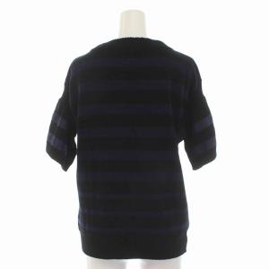 sacai luck フレアスリーブ ボーダー ニット セーター 半袖 1 S 黒 ブラック 紺 ネイビー 15SSLU905