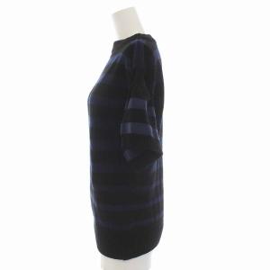 sacai luck フレアスリーブ ボーダー ニット セーター 半袖 1 S 黒 ブラック 紺 ネイビー 15SSLU905