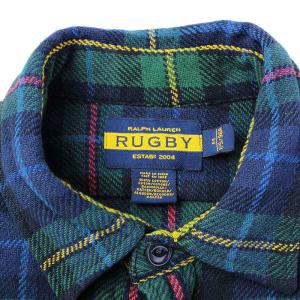 RUGBY RALPH LAUREN カジュアルシャツ 長袖 チェック M 紺 緑 ネイビー グリーン