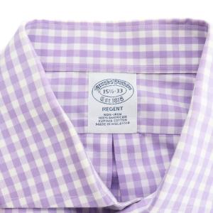 Brooks Brothers 長袖シャツ ギンガムチェック 151/2 L ホワイト 白 ラベンダ