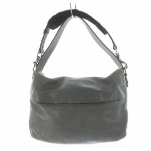 CELINE ワンショルダーバッグ レザー フラップ ボアストラップ  グレー