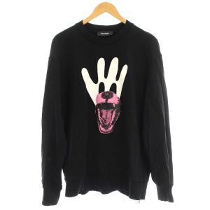 スウェット トレーナー 長袖 プリント M 黒 ブラック