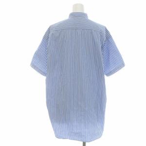 Scye ブラウス シャツ バンドカラー 半袖 ストライプ 36 S サックス 白 ホワイト