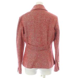 PAULE KA テーラードジャケット ダブル 肩パッド 麻 リネン ウール混 38 M 赤 レッド