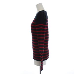 Drawer パフスリーブカシミヤボーダーニット セーター 長袖 2 M 黒 ブラック 赤 レッド 6513-106-0439