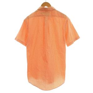 RALPH LAUREN シャツ 半袖 ギンガムチェック ボタンダウン L オレンジ