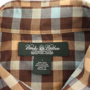 Brooks Brothers ボタンダウンシャツ チェック カシミヤ混 長袖 L マルチカラー