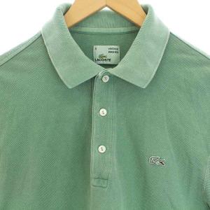 LACOSTE ポロシャツ カットソー カジュアルシャツ 半袖 鹿の子 製品染め 刺繍 5 S 緑 グリーン