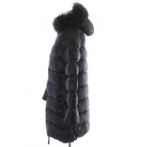 DUVETICA ロングコート ジップアップ ファー 38 ブラック
