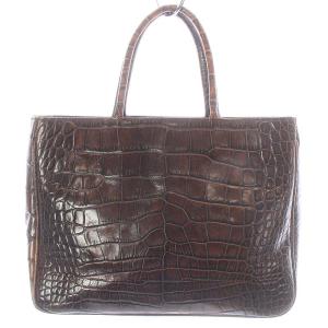 FURLA ハンドバッグ レザー クロコ 型押し ブラウン