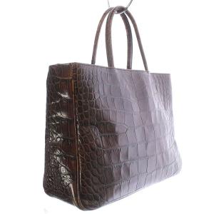 FURLA ハンドバッグ レザー クロコ 型押し ブラウン