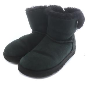 UGG australia ミニベイリーボウ ムートンブーツ ショート ストライプリボン US5 ブラック ホワイト