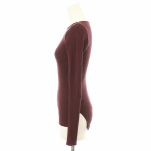 AURALEE Ron Herman 19AW ボートネックリブトップス カットソー ニット 長袖 0 XS ボルドー 茶 ブラウン A9SB01RH