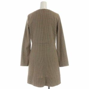 A.P.C. RUE MADAME PARIS MADDY フレアワンピース ひざ丈 チェック 長袖 34 XS 茶 ブラウン