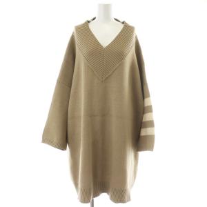 18SS AGAIN オーバーサイズ Vネックドロップショルダーミドルゲージ ニット ベージュ