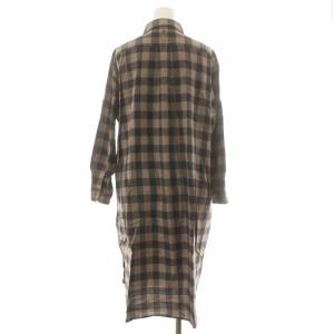 MARGARET HOWELL シャツワンピース 長袖 ロング ミモレ チェック 2 ブラウン