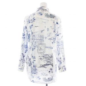 PAUL SMITH 19SS ブラウス シャツ 長袖 イラスト 総柄 ホワイト ブルー