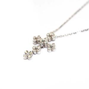 VENDOME AOYAMA ネックレス クロス フラワーモチーフ K18 ダイアモンド 0.14ct ホワイトゴールド