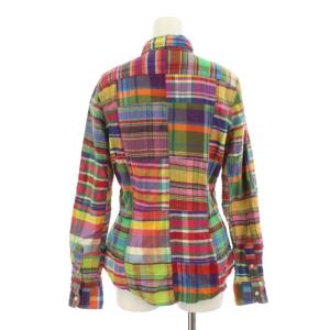 RALPH LAUREN シャツ ボタンダウン チェック 刺繍 パッチワーク 長袖 11 M-L マルチカラー