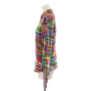 RALPH LAUREN シャツ ボタンダウン チェック 刺繍 パッチワーク 長袖 11 M-L マルチカラー