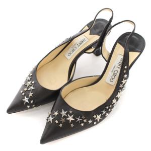 JIMMY CHOO パンプス ピンヒール ポインテッドトゥ スリングバック スタッズ スター 37 ブラック