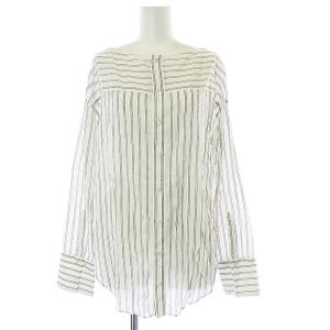 IENA 20SS ストライプブラウス シャツ 長袖 ボートネック 薄手 白 ホワイト ベージュ