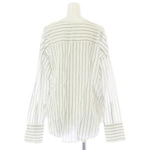 IENA 20SS ストライプブラウス シャツ 長袖 ボートネック 薄手 白 ホワイト ベージュ