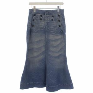 マーメイドデニムロングスカート フレア レースアップ 9 インディゴ