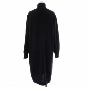 Max Mara ニットワンピース 長袖 タートルネック ロング ミモレ ネイビー