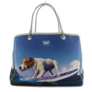 ANYA HINDMARCH ハンドバッグ トートバッグ ショルダーバッグ ナイロン 犬 青 ブルー