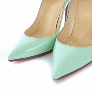 Christian Louboutin パンプス ヒール ポインテッドトゥ エナメル 38 25cm 緑 ミントグリーン