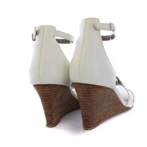 HERMES レジェンド  ウェッジソール ストラップサンダル レザー ホワイト