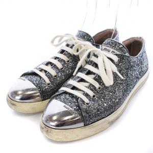 miumiu スニーカー シューズ ローカット グリッター ラメ 38 グレー
