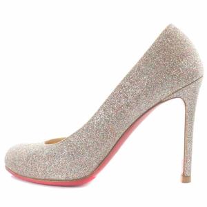 Christian Louboutin パンプス ラウンドトゥ ハイヒール グリッター ラメ 38 ゴールド色